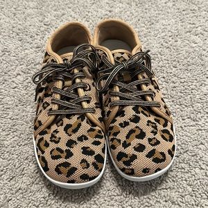 New Whitin Womens Size EUR 39 US 8 Brown Leopard Pattern Lace Up Casual Sneakers